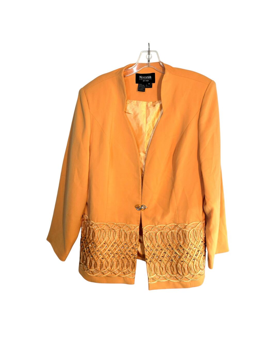 Natasia 14 Yellow Embellished Women's Blazer Suit Coat Jacket Top Miss Large L